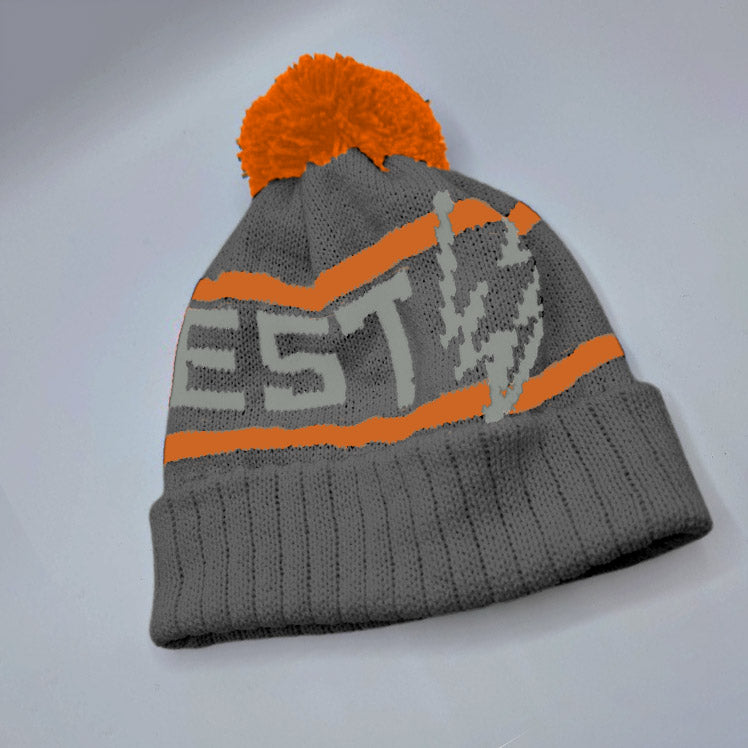 TEMPEST BOBBLE HAT (GREY & ORANGE)